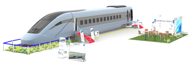 새 고속열차 실물크기 모형 사진입니다.